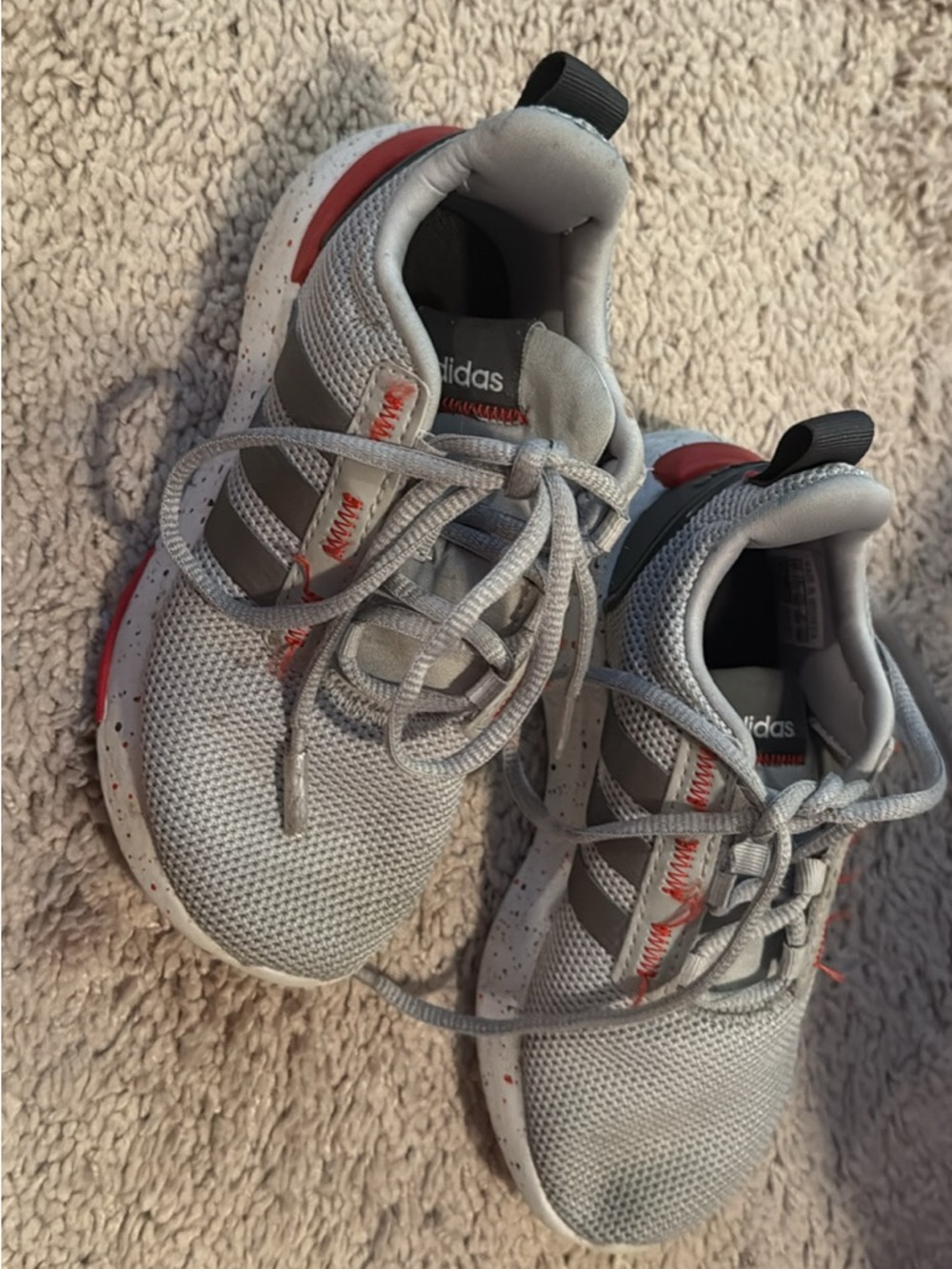 adidas Kids Light Gray and Red Sneakers